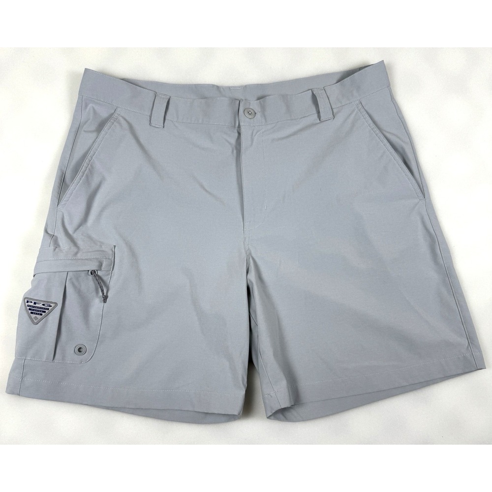 Columbia PFG Mens Gray Cargo Shorts Size 38 Nylon Outdoor Fishing XM0695 1804341